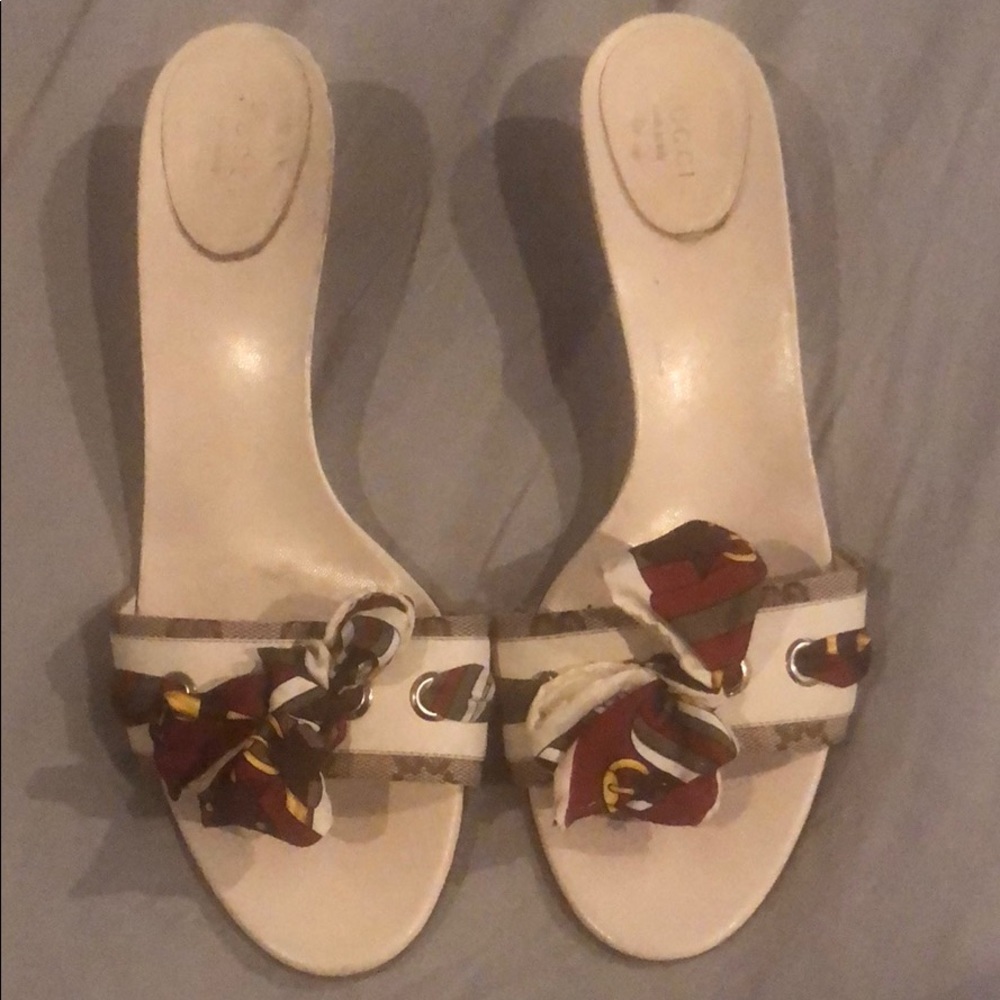 Gucci sandal with scarf kitten heel